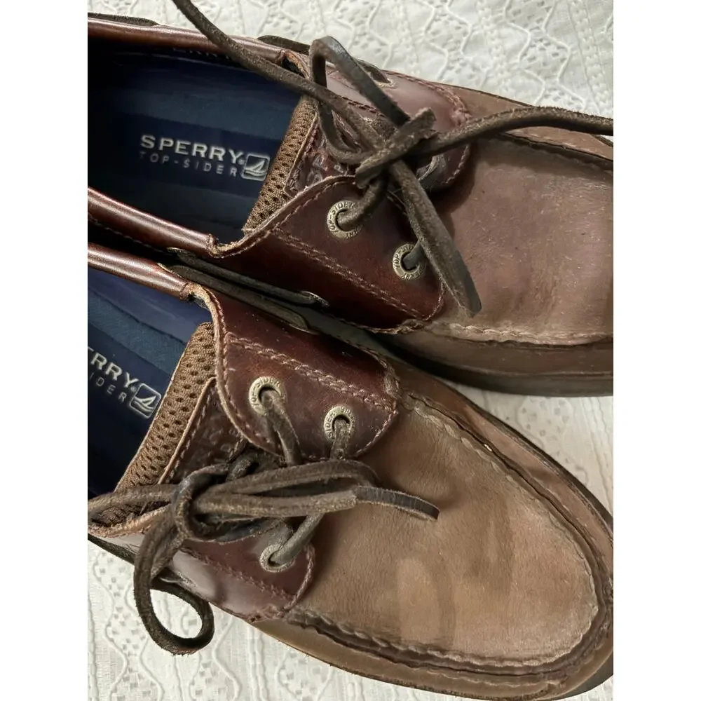 Sperry Top-Sider Brown Leather Boat Shoes Men's Size 8M Lace-Up Casual